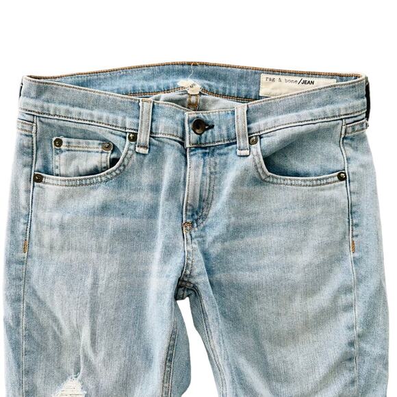 rag & bone 10" Dre Capri Size 25 Step Raw Hem Mid Rise Distressed Light Wash - Picture 3 of 8